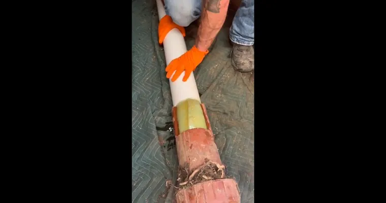 Plumbing technician working on visible pipe connections for Water Softener Installation in Tolleson, AZ